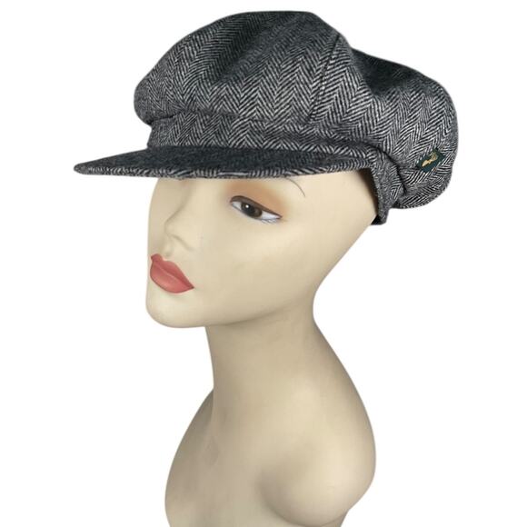 Mucros Weavers Ireland Gray Herringbone Newsboy Cap Hat One Size Wool Blend - Picture 5 of 16